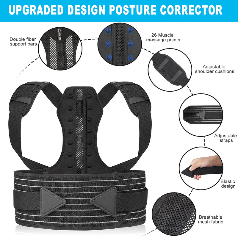 [Australia] - Aollop Posture Corrector Women and Men Spine Back Support Adjustable Back Brace for Improving Posture Providing Pain Relief from Neck Back Shoulder ( Waist 27'- 51') 