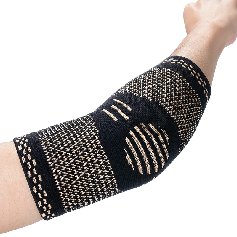 [Australia] - ABYON Medical Grade Copper Elbow Compression Sleeve (2pack) Highest Copper Content Elbow Brace for Tendonitis and Tennis Elbow,Arthritis,Golf Elbow,Breathable and Supportive Elbow Brace Relief Elbow Pain for Men and Women black Small 