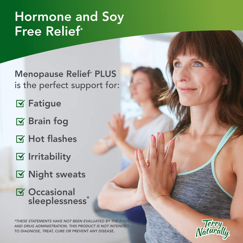 [Australia] - Terry Naturally Menopause Relief Plus - Rhodiola & Black Cohosh Complex, 60 Vegan Capsules - Hot Flash & Night Sweat Relief, Energy & Mood Support, Soy Free - Non-GMO, Gluten-Free - 60 Servings 