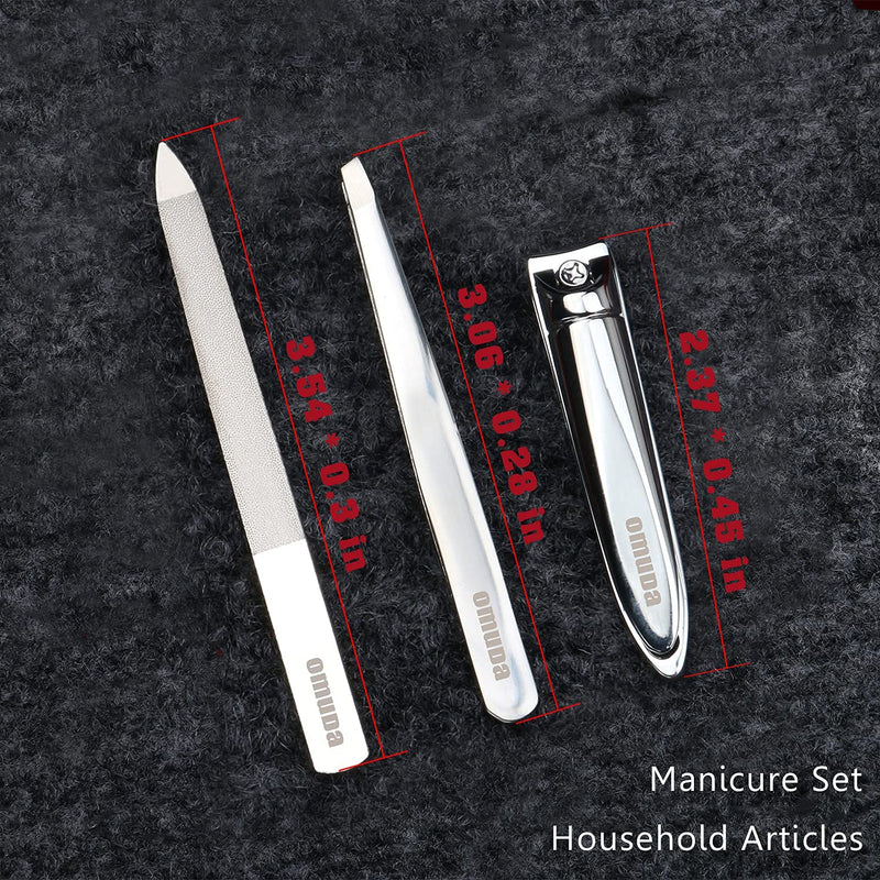 [Australia] - Manicure Set Small Nail Clippers -3 Pieces Stainless Steel Pedicure Kit, Family Professional Grooming Kits, Fingernail Care Tools with Luxurious Travel Case Men Women 3 in 1 