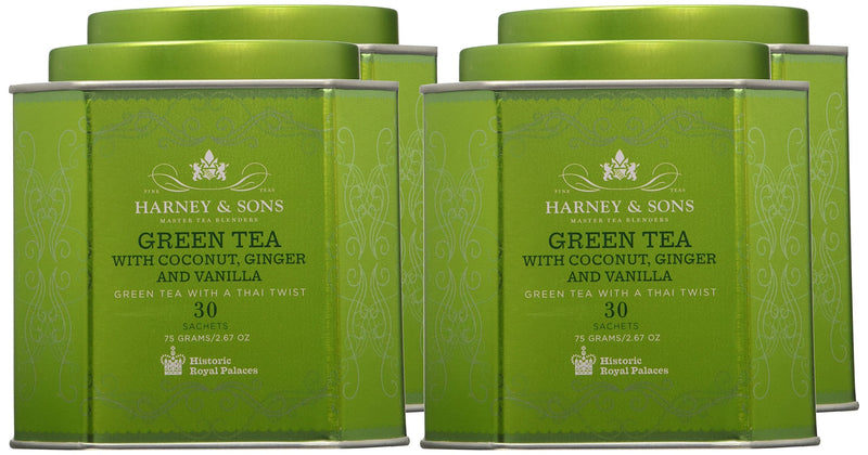 [Australia] - Harney & Sons Green Tea with Coconut, Ginger and Vanilla, 30 Sachets, 2.67 oz (75 g) 