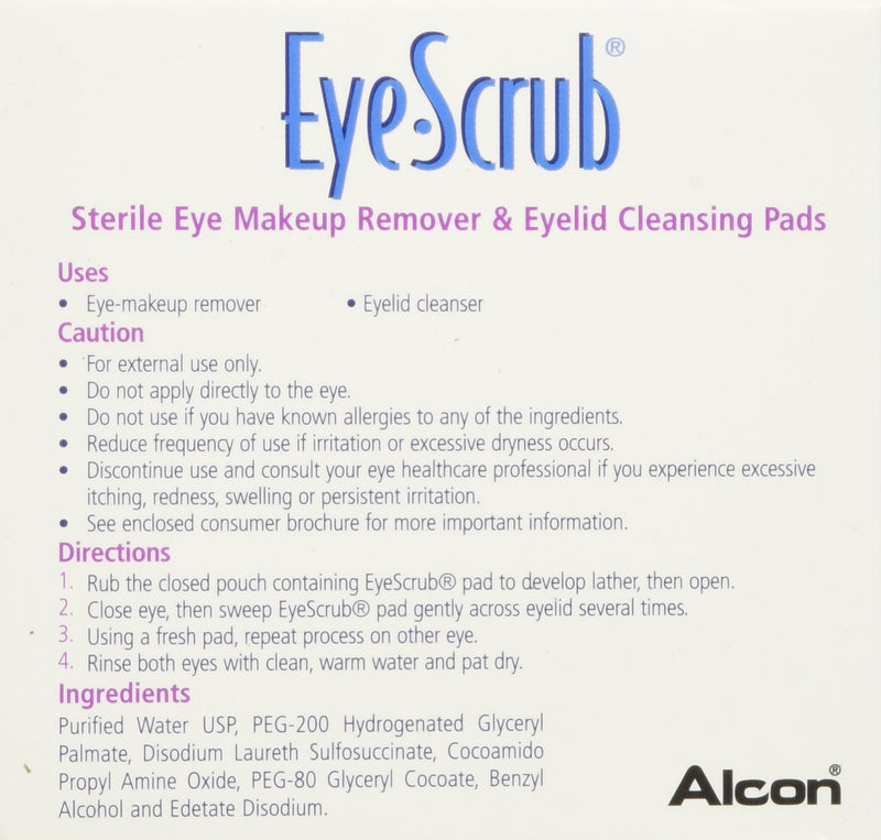 [Australia] - Eye Scrub Sterile Makeup Remover and Eyelid Cleansing Pads, 30 Count (Pack of 3) 