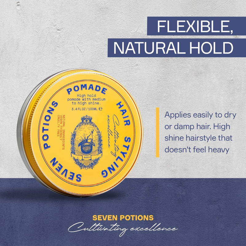 [Australia] - Seven Potions Men's Natural Pomade ‚Äî Natural, Water-Based, High Shine, High Hold Hair Styling Product ‚Äî 100% Vegan, Cruelty Free (100ml) 