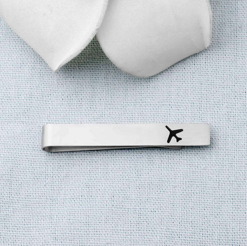 [Australia] - LQRI Airplane Tie Clip Airplane Jewelry Pilot Gift Fly Safe Tie Clip Aviation Gifts Pilot Tie Bar Gifts Traveling Long Distance Relationship Gift for Men 