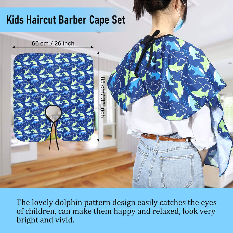 [Australia] - 5 Pieces Salon Barber Cape Sets Hair Cutting Salon Styling Cape Hairdresser Haircut Apron Gown Neck Duster Brush and Hair Cutting Rat Tail Comb for Men Women Kid Children Hairdressing 