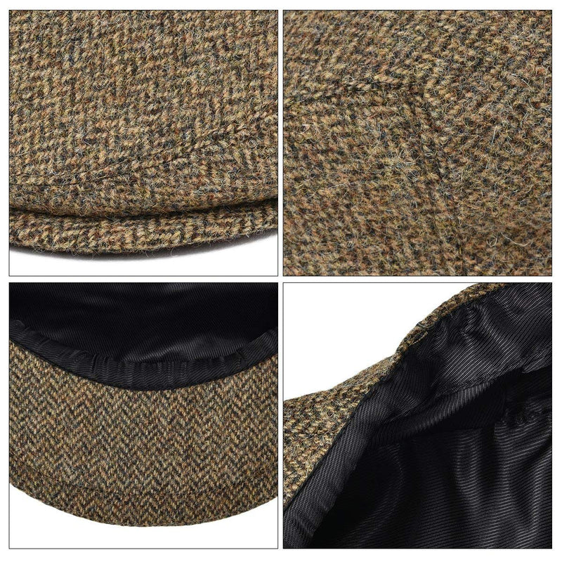 [Australia] - BOTVELA Men's 100% Wool Flat Cap Classic Irish Ivy Newsboy Hat Khaki X-Large 