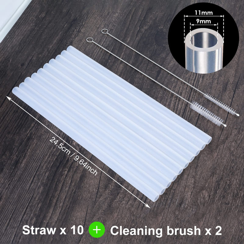 [Australia] - Yolev 10PCS Silicone Drinking Straws for 30oz and 20oz - Reusable Silicone Straws BPA Free Extra Long with Cleaning Brushes- (9mm Inner Diameter) 