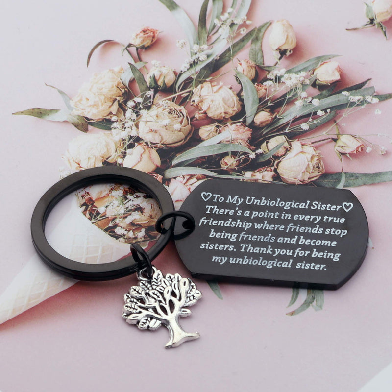 [Australia] - FUSTMW Unbiological Sister Gifts Thank You for Being My Unbiological Sister Keychain Friendship Jewelry Soul Sisters Gifts for BFF Unbiological Sister -Black 