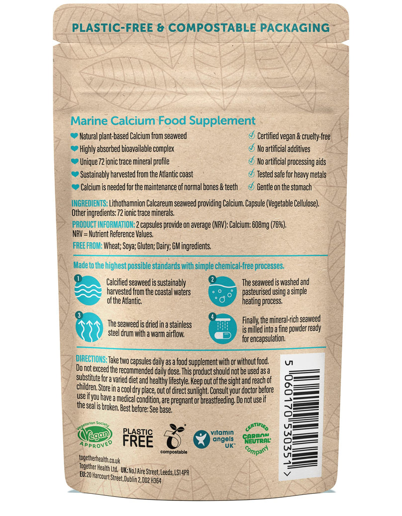 [Australia] - Calcium – Together Health – Seaweed-Based Calcium – 72 Trace Minerals – Vegan Friendly – Made in The UK – 60 Vegecaps 60 Count (Pack of 1) 