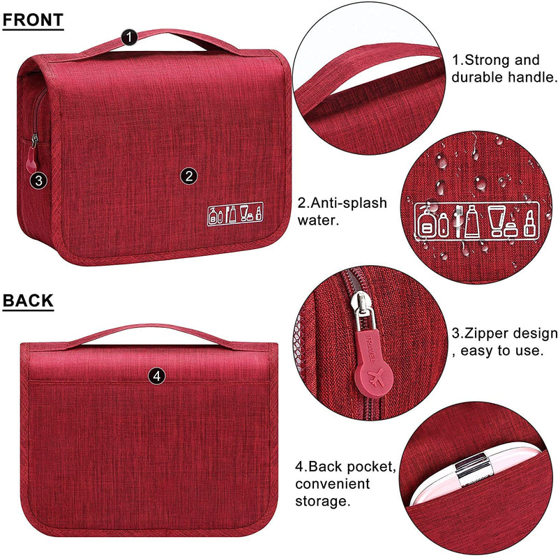 [Australia] - Acopton Portable Hanging Travel Toiletry Bag for Men and Womens Waterproof Bathrooom Shower Bag Multifunctional Cosmetic Makeup Organzier (Wine Red) Wine Red 