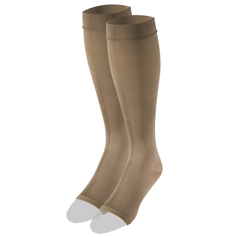 [Australia] - Truform Women's Compression Stockings, 20-30 mmHg, Knee High Length, Open Toe, Opaque, Beige, Medium Beige (Open Toe) Medium (1 Pair) Open Toe 20-30 mmHg 