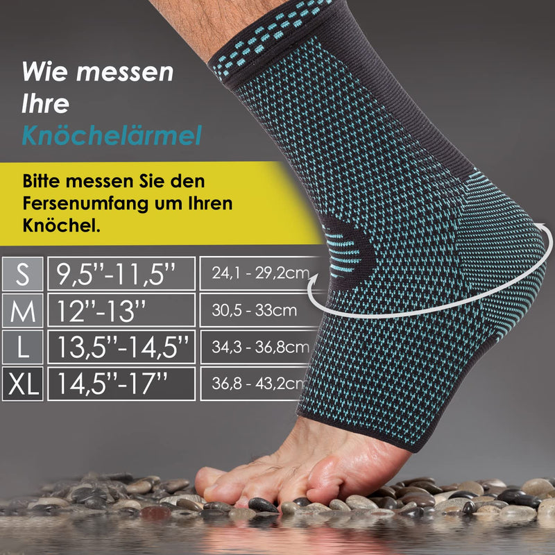 [Australia] - POWERLIX Ankle Brace Compression Support Sleeve (Pair) for Injury Recovery, Joint Pain and More. Achilles Tendon Support, Plantar Fasciitis Foot Socks with Arch Support, Eases Swelling Blue Medium 