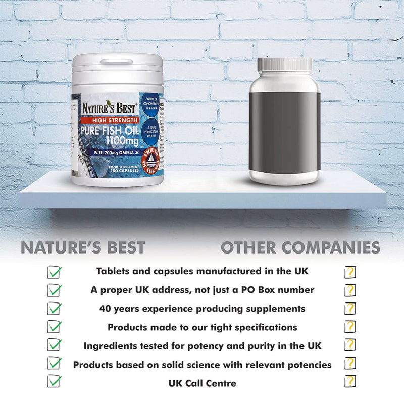 [Australia] - Pure Fish Oil Capsules High Strength | 1100mg | 180 Capsules | One-A-Day | Essential Omega 3 Fish Oil | UK Made | UK�s Strongest Omega 3s with EPA 360mg and DHA 240mg 