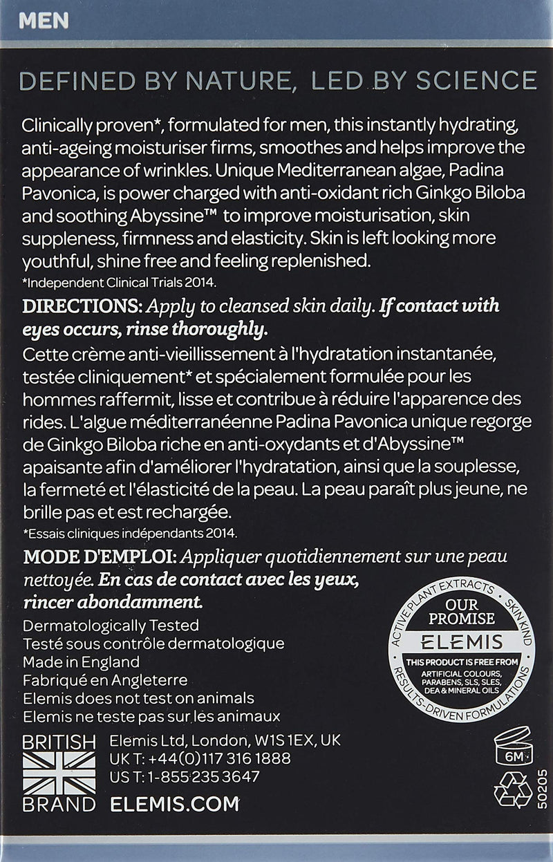 [Australia] - Elemis Pro-Collagen Anti-Wrinkle Moisturiser for Men, Anti-Ageing Face Cream with Padina Pavonica, Ginkgo Biloba & Abyssine, Hydrating Face Moisturiser to Firm & Smooth, Men's Day Cream, 30 ml 