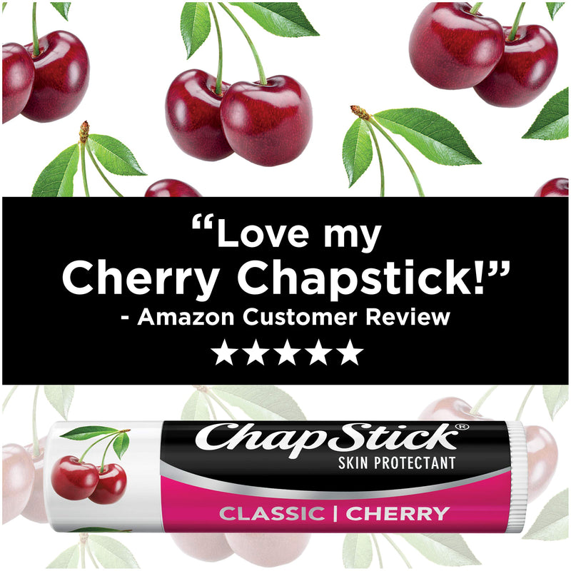 [Australia] - ChapStick Classic Cherry Lip Balm Tubes for Lip Care - 0.15 Oz (Pack of 12) 0.15 Ounce (Pack of 12) 