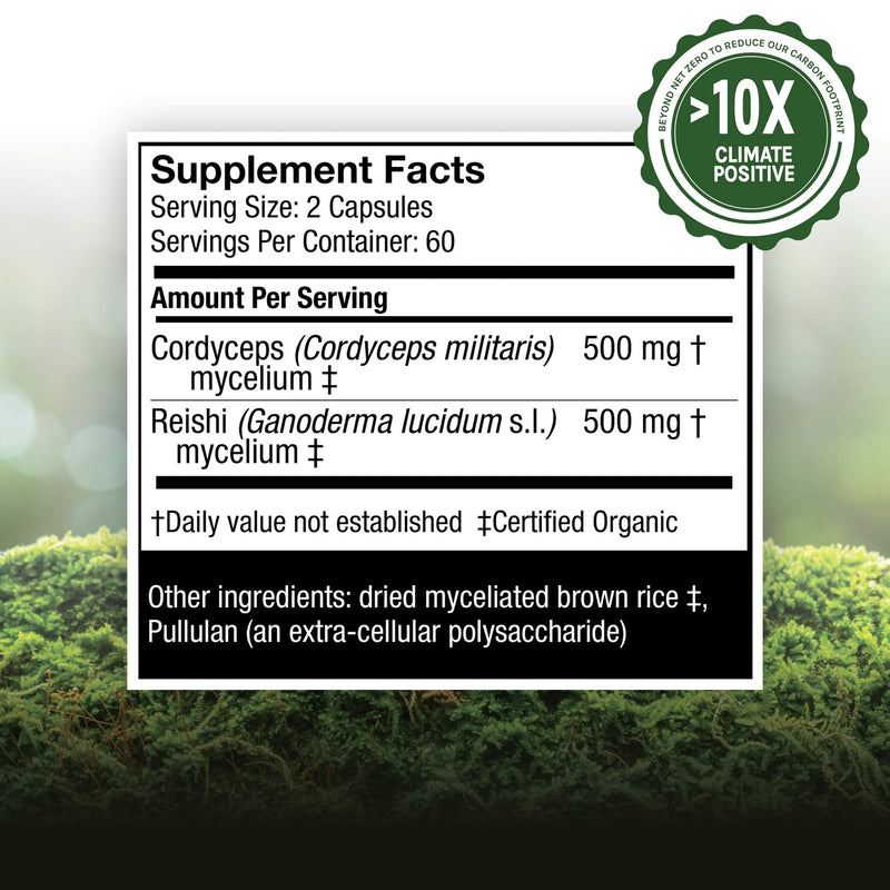 [Australia] - Host Defense, CordyChi Capsules, Helps Reduce Stress and Fatigue, Mushroom Supplement with Cordyceps and Reishi, Vegan, Organic, 120 Capsules (60 Servings) 120 Count (Pack of 1) Standard Packaging 