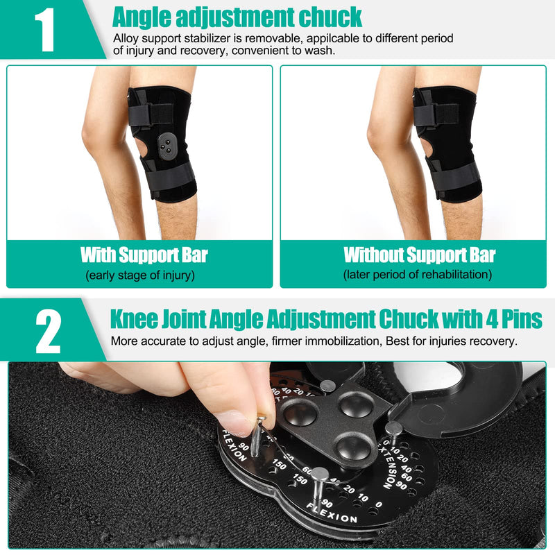 [Australia] - NEENCA Hinged Knee Brace, Adjustable Knee Immobilizer with Side Stabilizers of Locking Dials, Medical ROM Knee Brace Support for Knee Pain, Arthritis, ACL,PCL, Meniscus Tear, Injuries/Post OP Recovery 