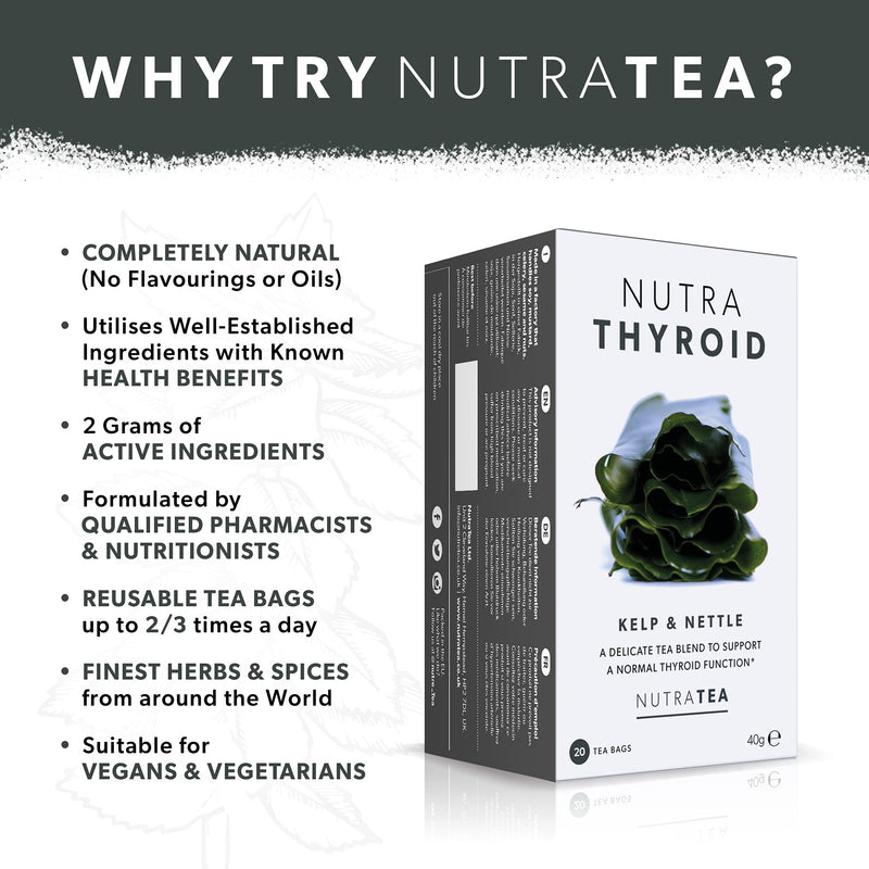 [Australia] - NUTRATHYROID - Thyroid Health Tea | Metabolism Tea - Providing Thyroid Support - Includes Kelp, Bladderwrack & Ashwagandha - 20 Enveloped Tea Bags - by Nutra Tea - Herbal Tea 20 Count (Pack of 1) 