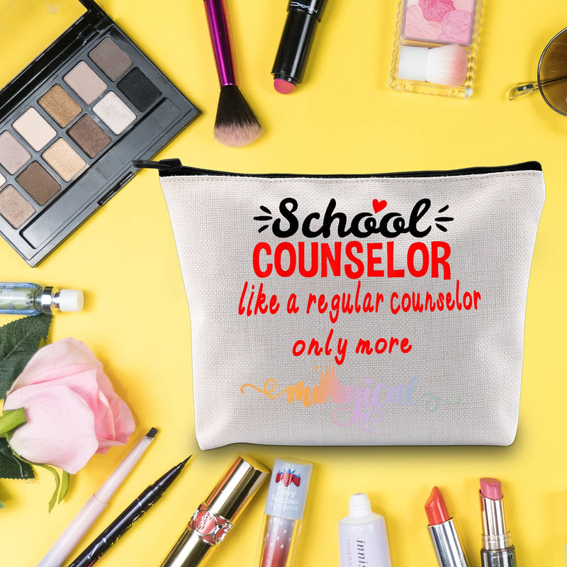 [Australia] - LEVLO School Counselor Cosmetic Bag School Guidance Counselor Gift School Counselor Like A Regular Counselor Only More Magical Make up Zipper Pouch Bag End of Year Gift, School Counselor Like, 