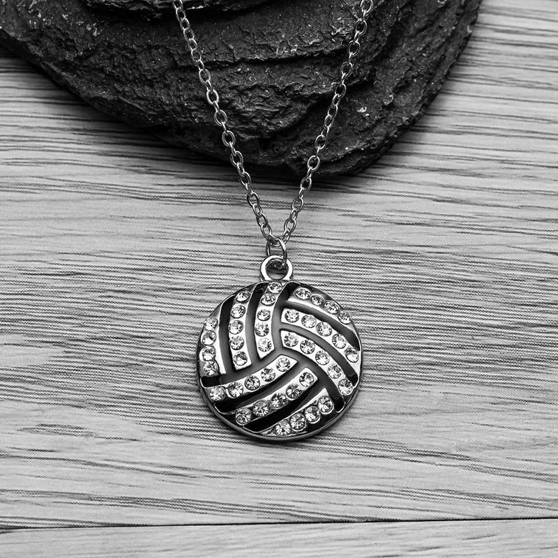 [Australia] - Sportybella Volleyball Necklace - Volleyball Rhinestone Jewelry for Women- Perfect Volleyball Gifts for Players 