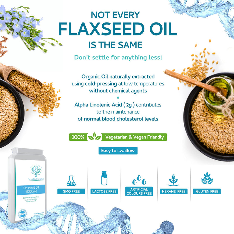 [Australia] - Flaxseed Oil Capsules 1000mg � 90 Vegan Soft Gels - High in Omega 3, 6, 9 - Made with only Cold Pressed, Hexane Free Organic Flax Seed - Manufactured in The UK 