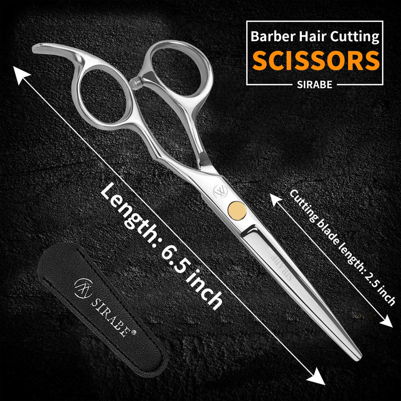 [Australia] - Professional Razor Edge Series - VERY SHARP- Barber Hair Cutting Scissors 6.5" Hair Cutting Shears for Salon - Made from 9CR18 Japanese Stainless Steel with Professional Hair Scissors Leather Case Silver 2 