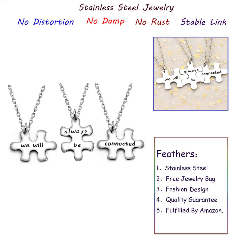 [Australia] - 3pcs Best Friend Pendant Necklace Graduation Gifts Birthday Party We Will Always Be Connected 