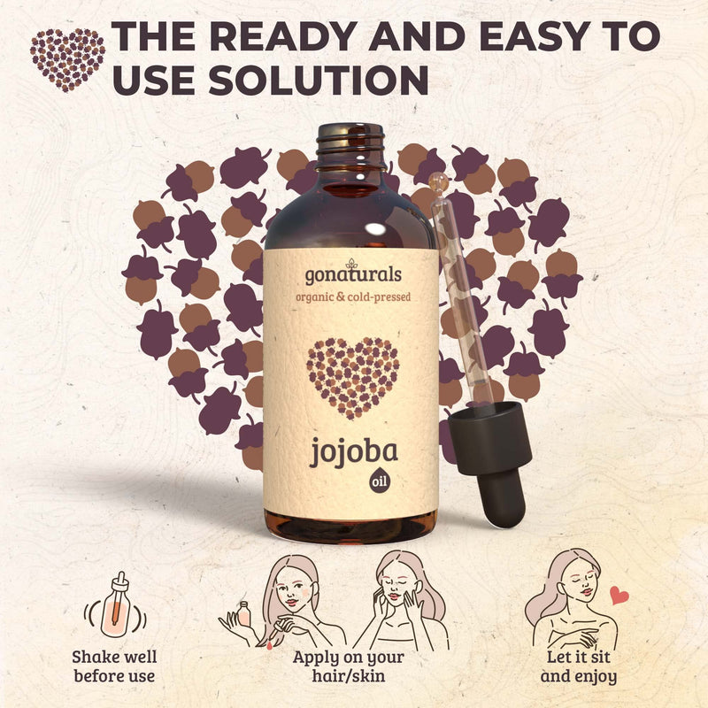 [Australia] - GONATURALS Organic Jojoba Oil for Skin & Hair Care - A Skin Care Face Oil & Organic Hair Oil Serving as A Face Moisturiser & Body Moisturiser - A Pure Jojoba Oil Organic Cold Pressed Formula, 50ml 
