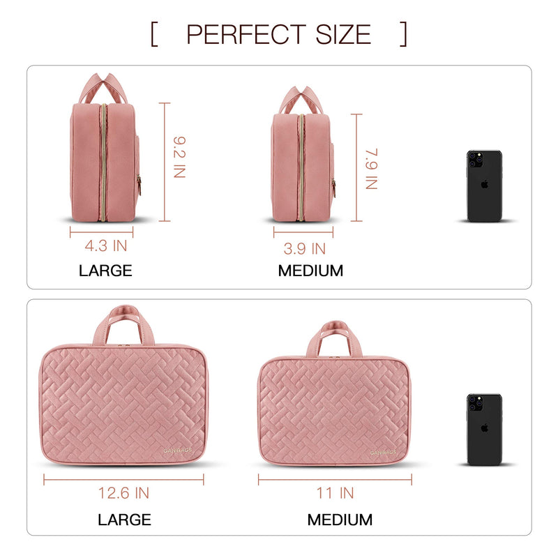 [Australia] - Travel Toiletry Bag for Women, Water-resistant Hanging Makeup Bag, Large Capacity Travel Cosmetic Bag Organizer for Accessories, Full Sized Container, Toiletries Medium Pink 