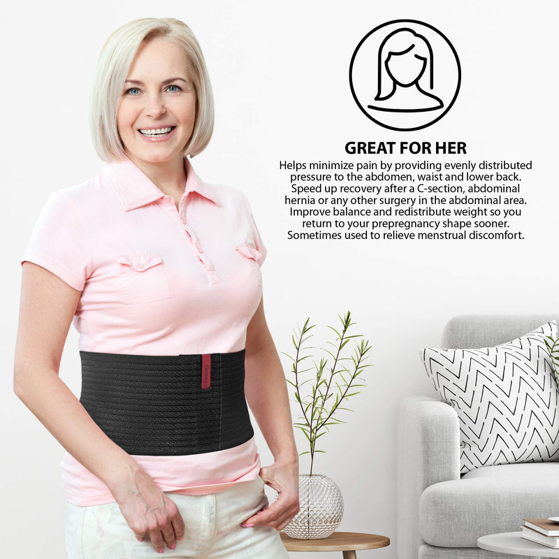 [Australia] - ORTONYX 6.25" Abdominal Binder for Men and Women / Postpartum Post-operative Post-surgery Wrap / Abdomen Navel Umbilical Hernia Support Belt / 524006 Black L/XXL Large/2X-Large (Pack of 1) 