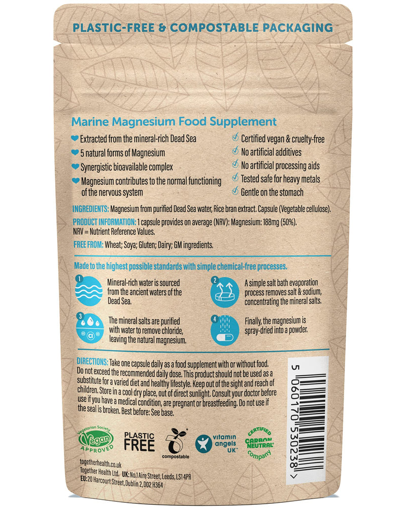 [Australia] - Marine Magnesium � Together Health � from Natural Marine Salts � 5 Natural Forms of Magnesium � Vegan Friendly � Made in The UK � 30 Vegecaps Unflavoured 30 Count (Pack of 1) 