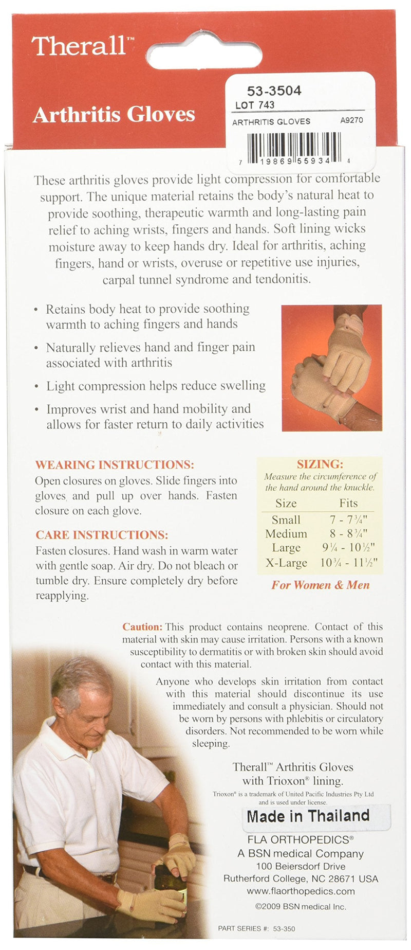 [Australia] - Therall Arthritis Gloves, Beige, Small Small (1 Pair) 