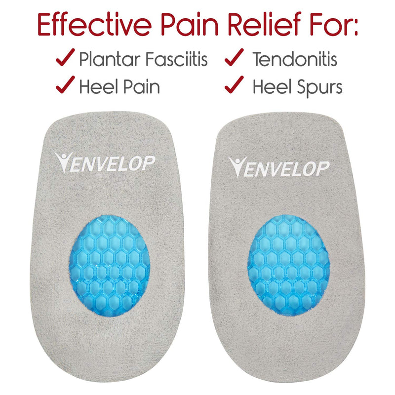 [Australia] - Envelop Gel Heel Cups - Heel Cushion for Women, Men, Bone Spur, Plantar Fasciitis Support - Shoe Inserts Provide Foot Pain Relief for Achilles, Feet Arch, Kids - Shock Absorbing Protector Pad (Small) US Women's (6 - 10) 