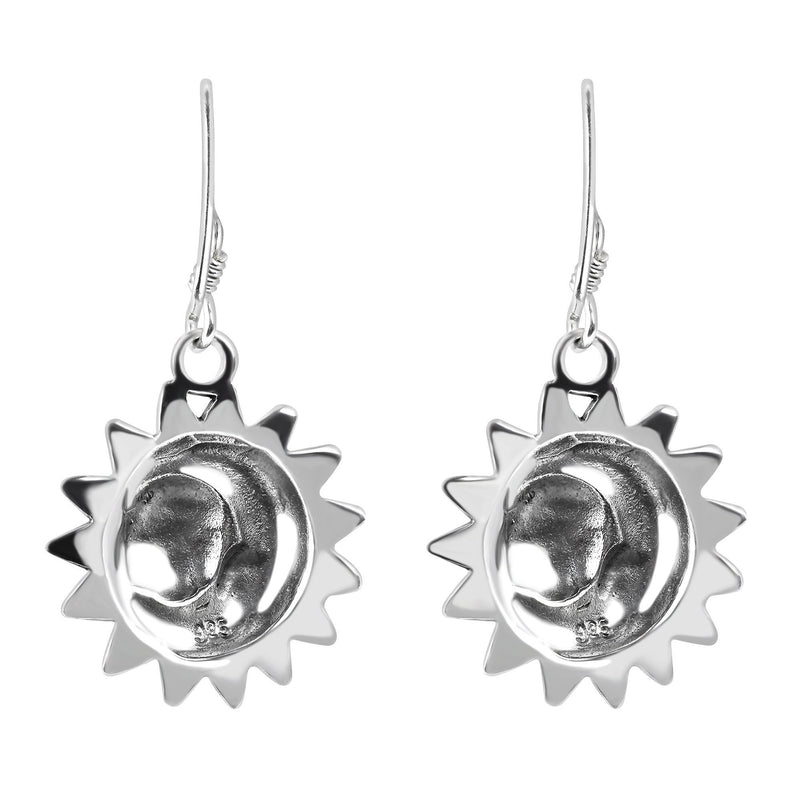 [Australia] - Glinting Celestial Sun And Moon .925 Sterling Silver Dangle Earrings 