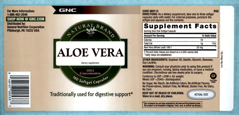 [Australia] - GNC Natural Brand Aloe Vera SoftGel Capsules 