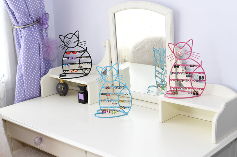 [Australia] - ARAD Cat-Shaped Earring Holder, Jewelry Rack, Display Organizer for Piercings (Blue Finish) 