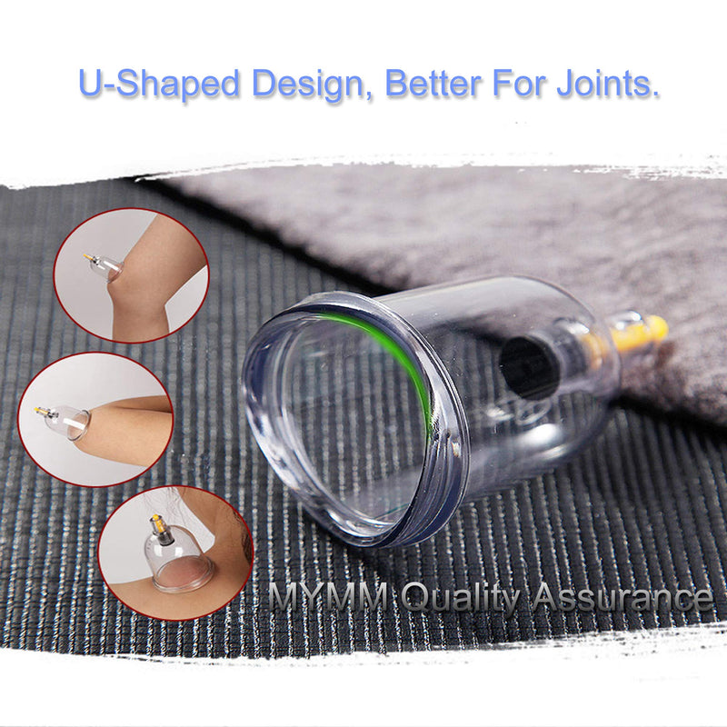 [Australia] - 12 Cupping Cups Sets Biomagnetic Traditional Professional Chinese Therapy Massage Cupping Set Household Pull Out Vacuum Cupping Kit/Chinese Massage Hijama Suction (12) 12 