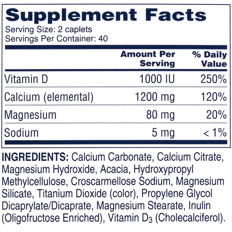 [Australia] - Citracal Slow Release 1200, 1200 mg Calcium Citrate and Calcium Carbonate Blend with 1000 IU Vitamin D3, Bone Health Supplement for Adults, Once Daily Caplets, 80 Count 