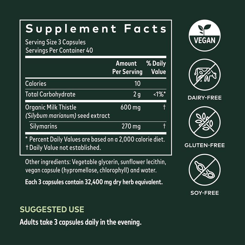 [Australia] - Gaia Herbs Milk Thistle Seed - Liver and Cleanse Support with Milk Thistle and Silymarins - Healthy Liver Function Support - 120 Vegan Liquid Phyto-Caps (40 Servings) 120 Count (Pack of 1) Standard Packaging 