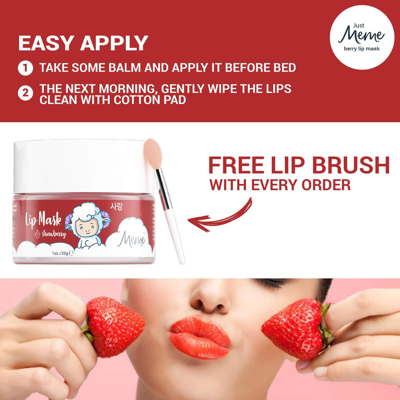 [Australia] - MeMe Lip Mask 1Oz - Korean Skincare Lip Treatment - Overnight Lip Sleeping Mask Effectively Moisturizes & Repairs Dry Chapped Lips, Collagen Peptide Lip Care Sleep Mask with Hyaluronic Acid & Vitamins 