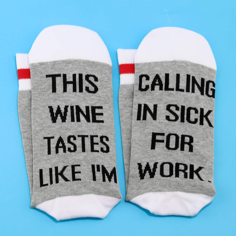 [Australia] - PYOUL 1 Pair Wine Socks Wine Lover Gift Drinking Gift This Wine Tastes Like I'm Calling Sick For Work Socks Wine Party Gift Calling Sick For Work 1 Pair 