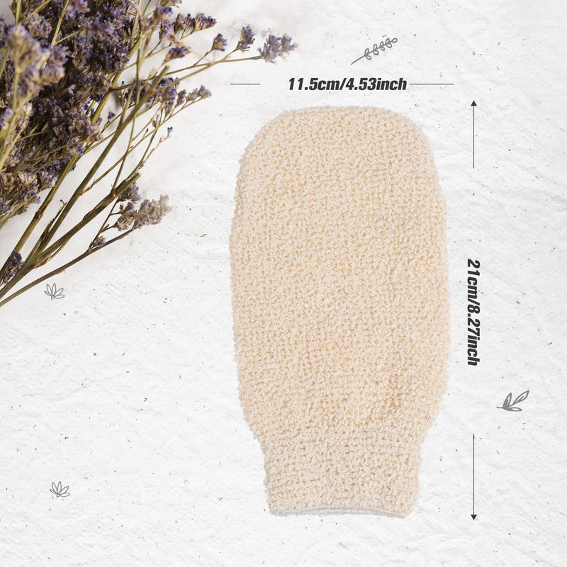 [Australia] - PROUSKY 2 Pieces Exfoliating Gloves Body Scrub Gloves, Exfoliating Gloves Shower Mitt, Natural Fiber Beauty Shower Body Gloves Body Cleaning Cloth Sponges White 