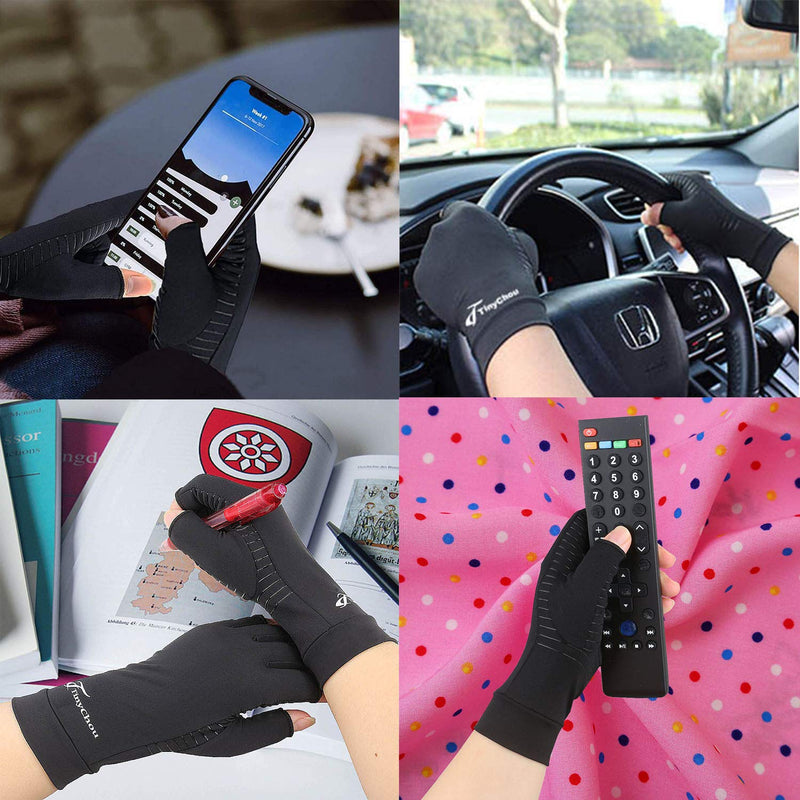 [Australia] - 2 Pairs Copper Compression Arthritis Gloves,Compression Gloves for Men and Women, Pain Relief and Healing for Arthritis, Carpal Tunnel, Typing and Daily Work (Black, Medium-2 Pairs Pack) Black Medium (2 Pair) 