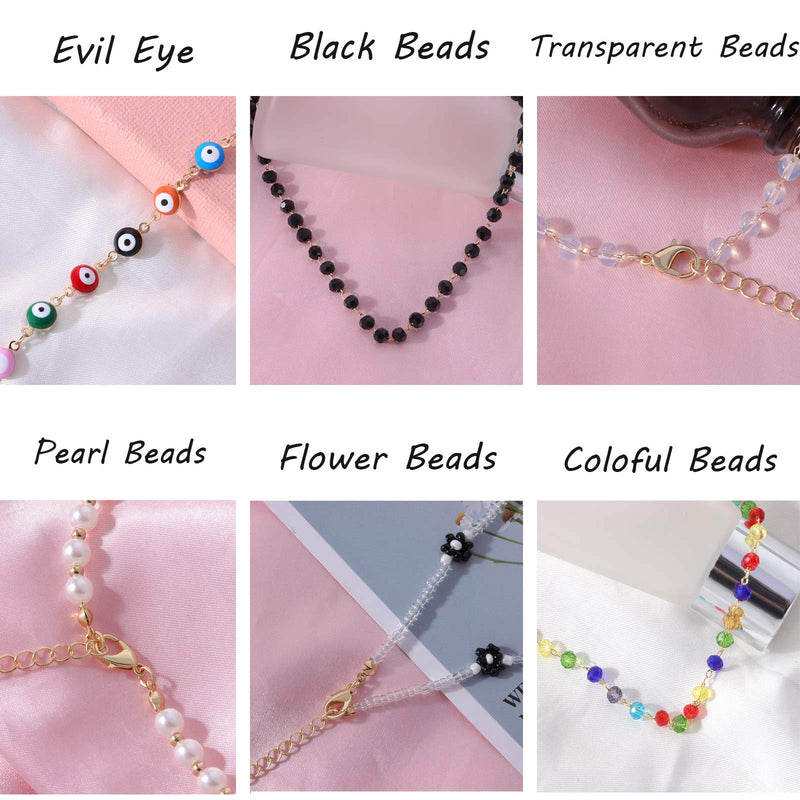 [Australia] - GYSONG Beaded Choker Necklaces For Women Vsco Boho Handmade Flower Necklace Cute Necklace For Teen Girls Beach Necklace Set 6 Pieces 06-B 