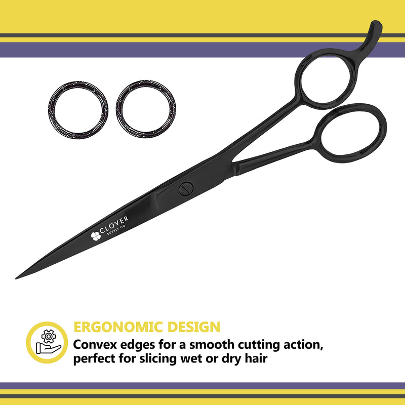 [Australia] - Clover Supply Co. Professional Barber Hair Cutting Scissors - Hair Shears - 6.5 Inches - Stainless Steel Black 