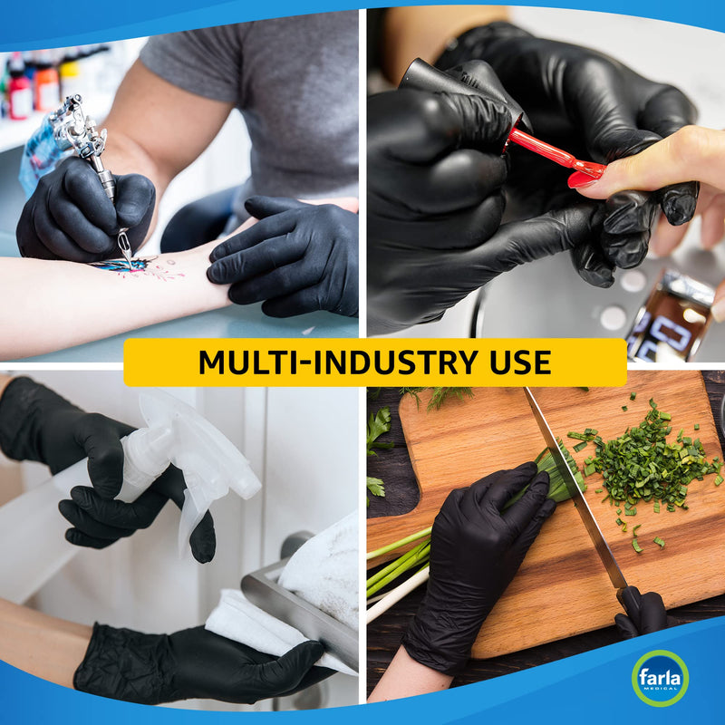 [Australia] - MediHands Nitrile Gloves - Disposable Black Gloves - Powder Free & Latex Free Nitrile Gloves Large - Multi-Purpose, Single Use - Box of 100 L (Pack of 100) 