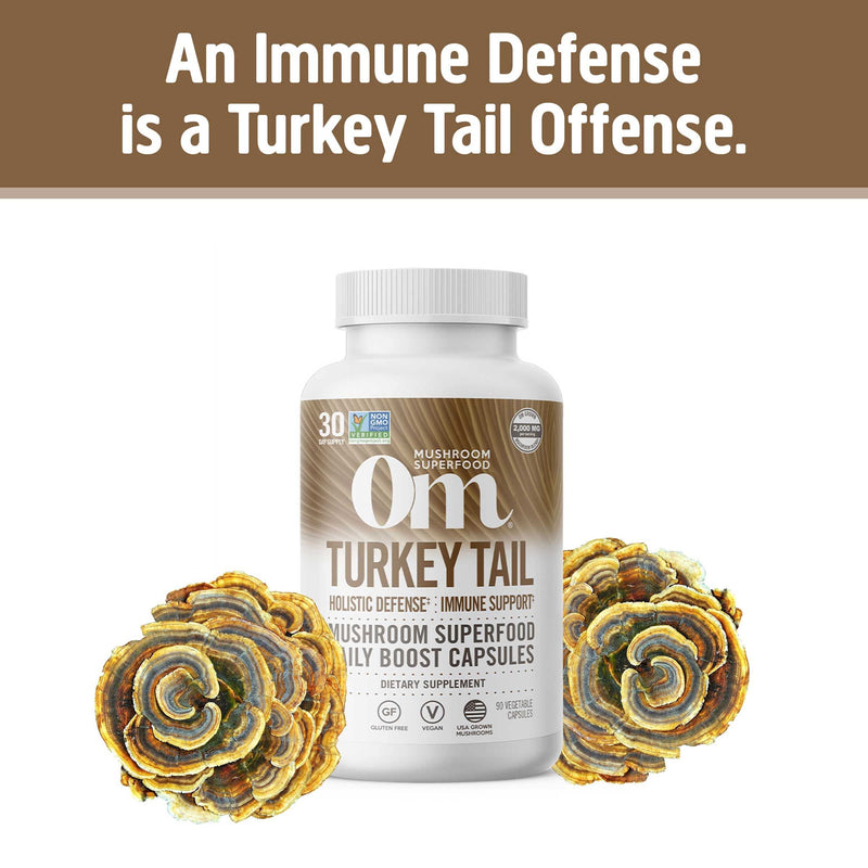 [Australia] - Om Mushroom Superfood Turkey Tail Mushroom Capsules Superfood Supplement, 90 Count, 30 Days, Immune Support, Polysacchrides, Beta-Glucans, Gut Health & Holistic Defense Mushroom Supplement Turkey Tail Capsules 90 Count (Pack of 1) 