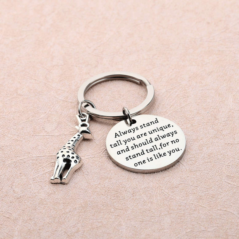 [Australia] - WSNANG Giraffe Keychain Always Stand Tall You are Unique Keychain Giraffe Jewelry Inspirational Quotes Giraffe Gifts for Giraffe Lovers 