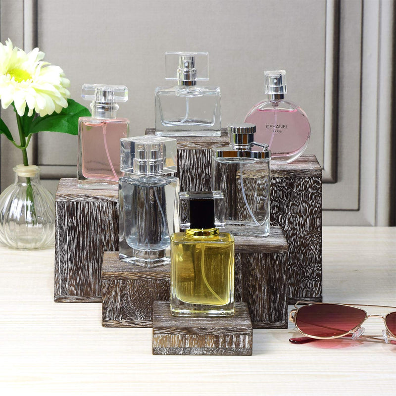 [Australia] - Mooca Wooden 6 Pcs Square Risers for Display Jewelry and Accessories Display Stand Wooden Display Risers, Wood Jewelry Risers Wood Figurine Display Risers, Coffee 