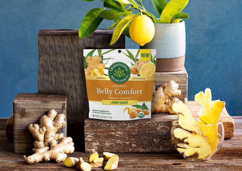 [Australia] - Traditional Medicinals Organic Belly Comfort Lemon Ginger Lozenges - Nausea Relief - 30 Count (Pack of 1) 